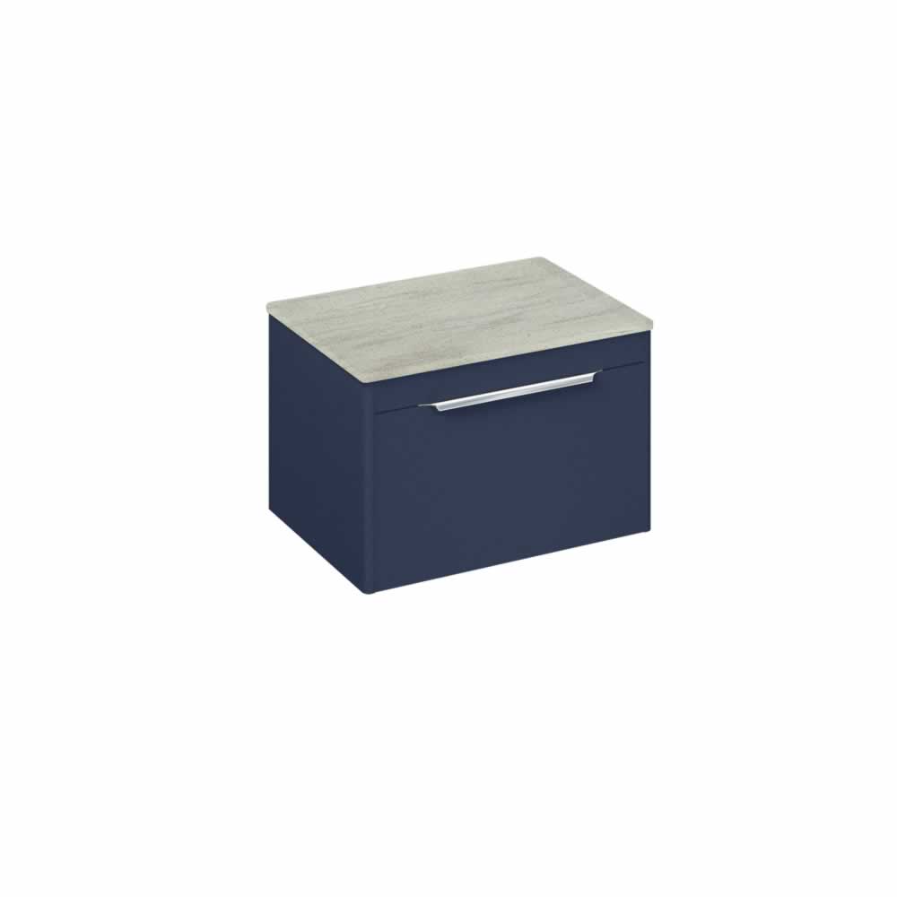 Shoreditch 65cm single drawer Matt Blue with Concrete Haze Worktop